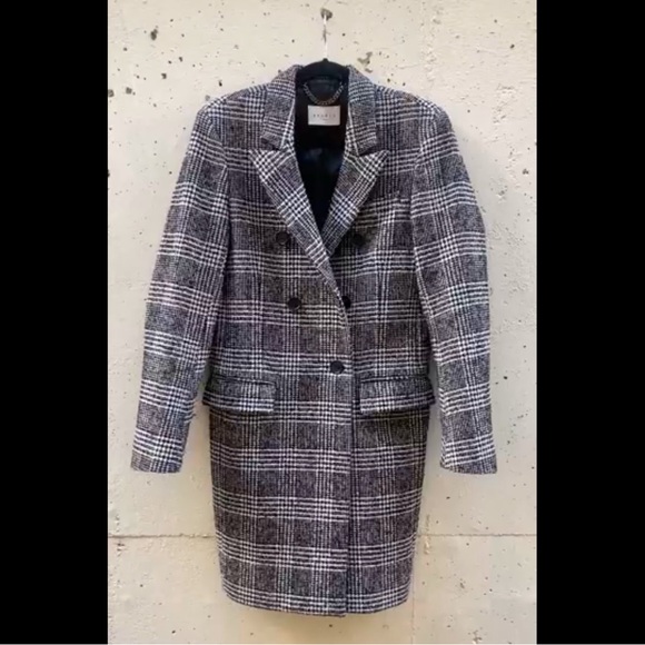 Sandro Paris Prince of Wales Wool Coat - Picture 1 of 7